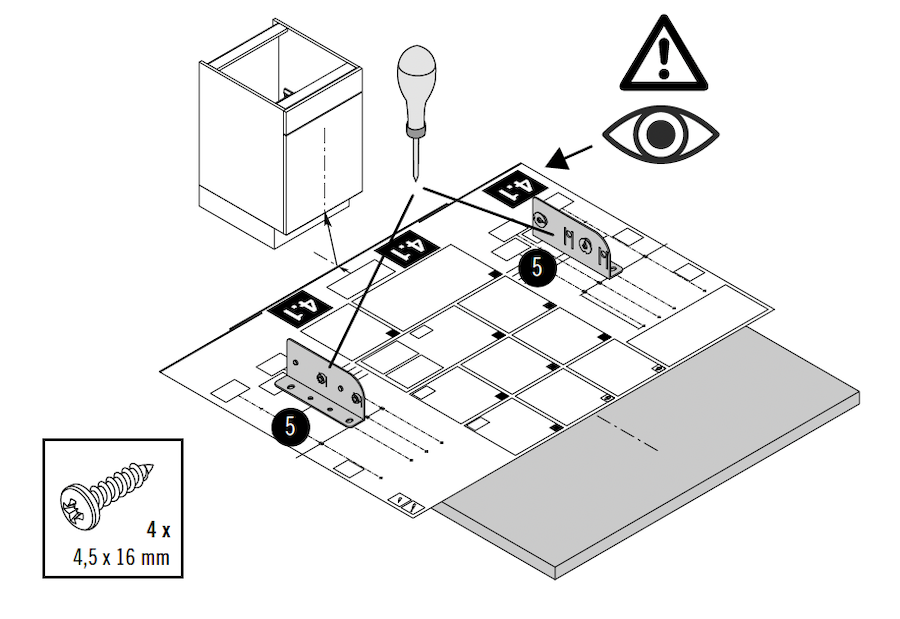 Pritvirtinkite laikiklius prie spintelės durelių.